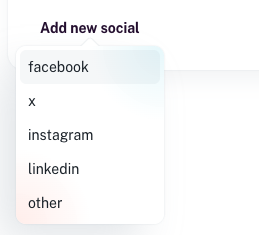 Add new social dropdown with network options