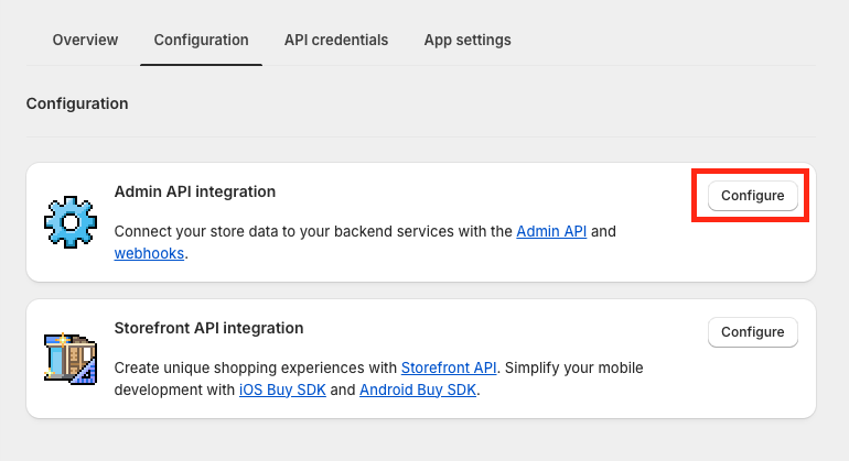 Admin API scopes ticked and Save button
