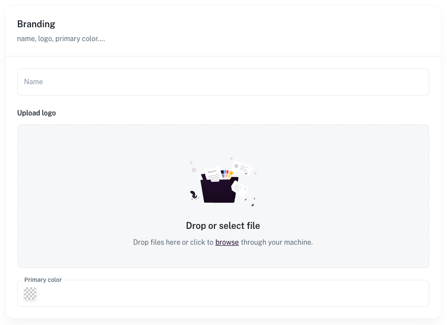 Branding setup form