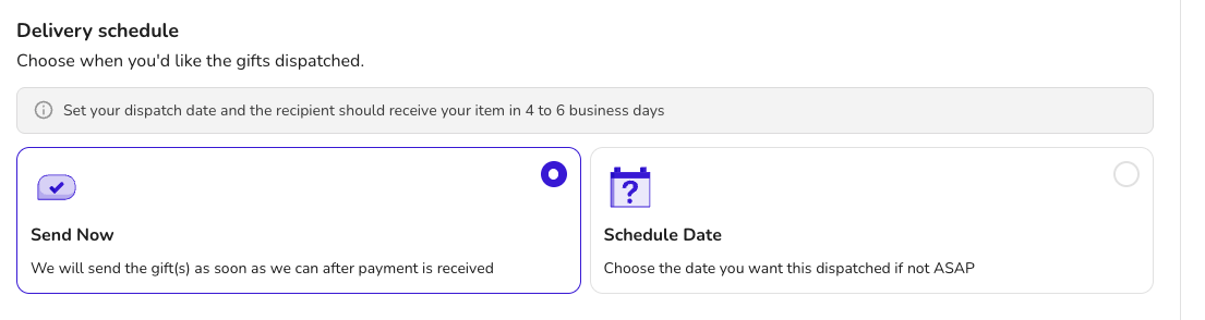 Delivery schedule note for physical delivery