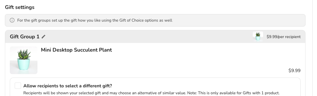 Gift settings note location