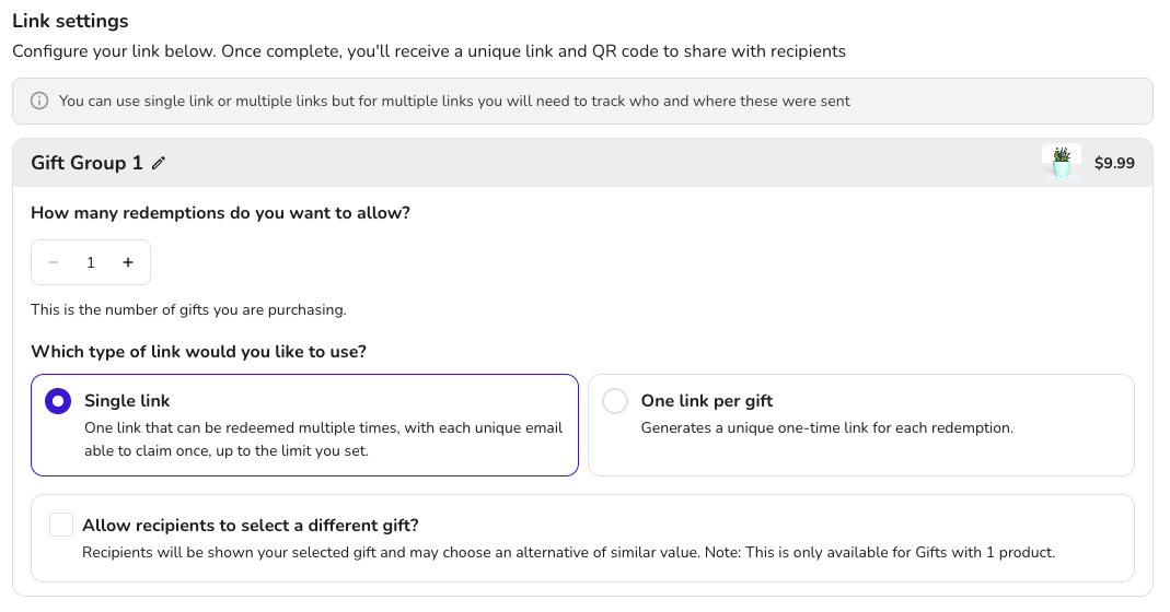 Link settings note location