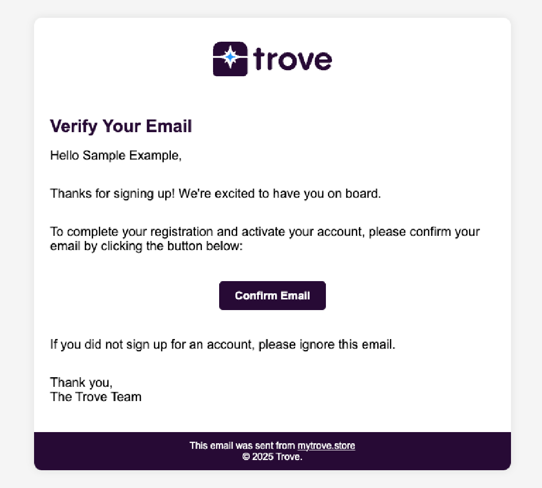 Verify your email confirmation email