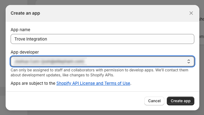 Create an app dialog