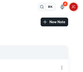 New note button in the top right