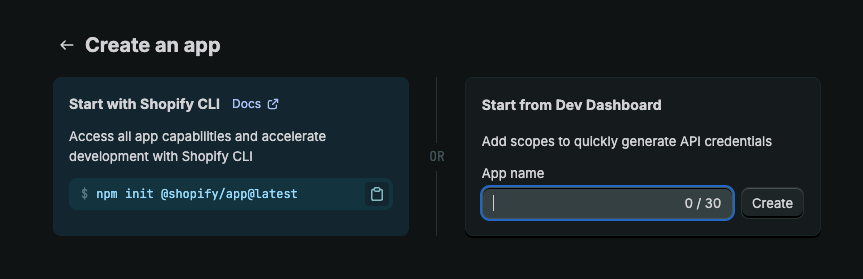 Create an app dialog