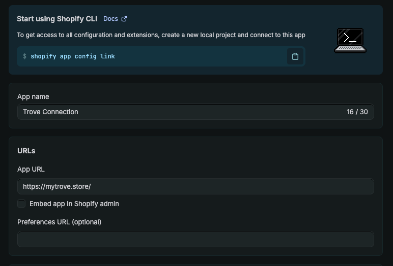 App URL field on the Create version page